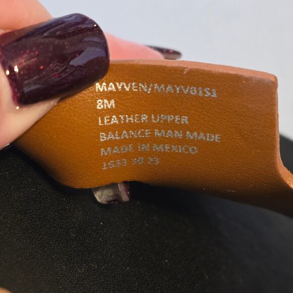 Steve Madden Mayven Leather Sandals Womens Size 8M Cognac Black Slide - Picture 5 of 11